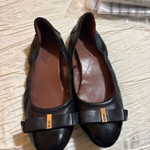 Black Leather Women's Flats
